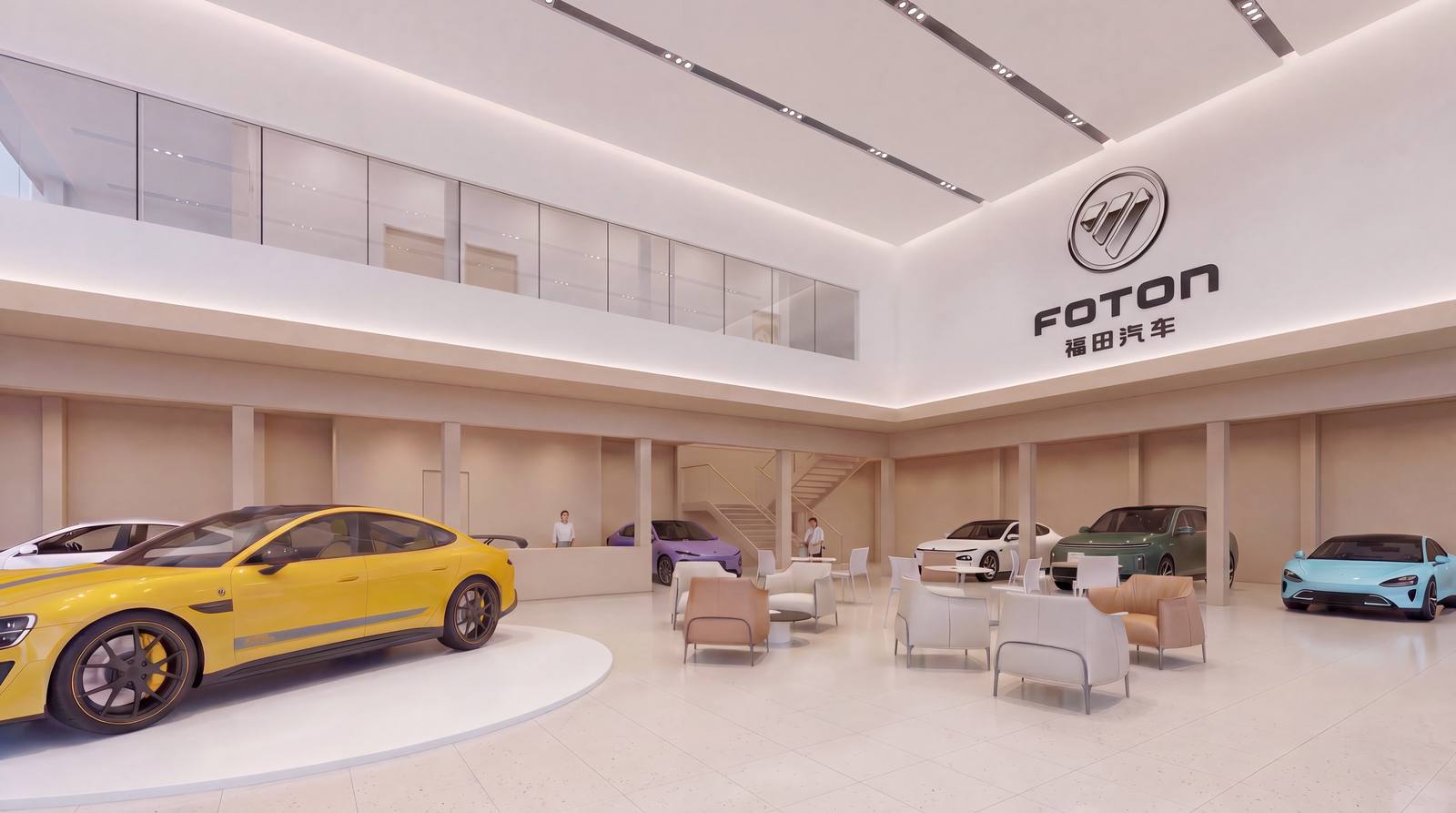 Foton dealership vehicle display and consultation area